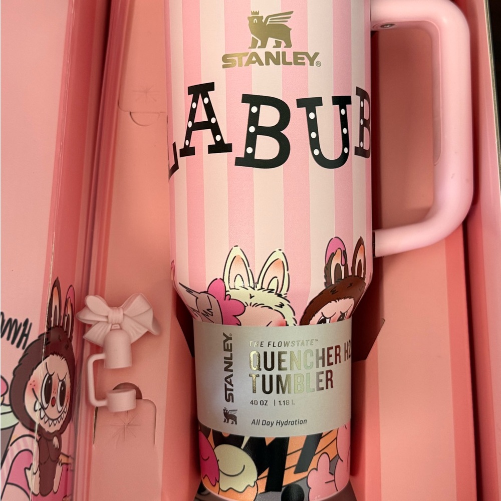 Stanley Labubu Pink Striped Quencher Tumbler